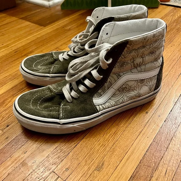 Women’s Vans Green Floral High Tops - size 9 - Picture 8 of 8